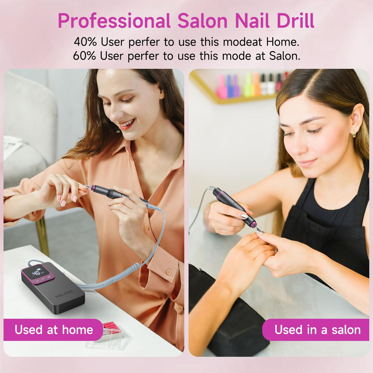Halmai Electric Nail Drill with charging cable