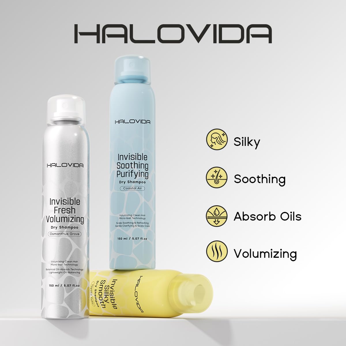 HALOVIDA Invisible Dry Shampoo bottle with Coastal Air scent