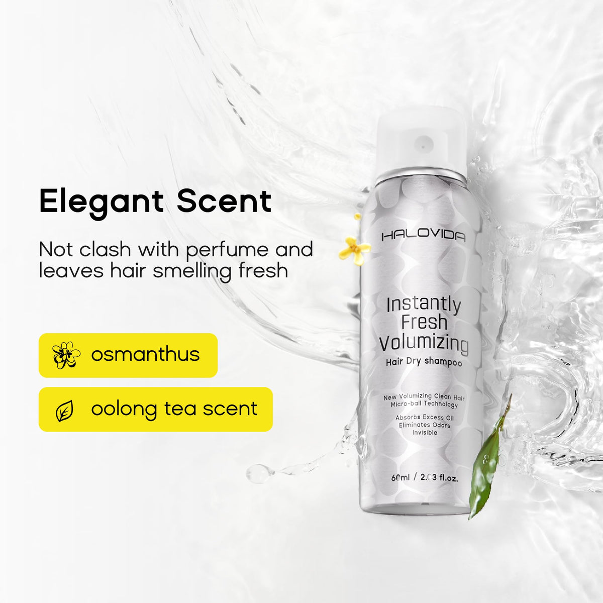 HALOVIDA Invisible Dry Shampoo lifestyle shot on vanity