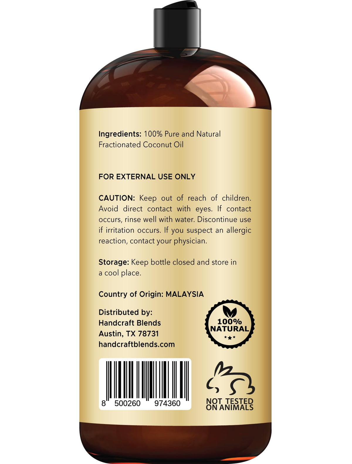 Handcraft Blends Fractionated Coconut Oil 28 Fl Oz with essential oils