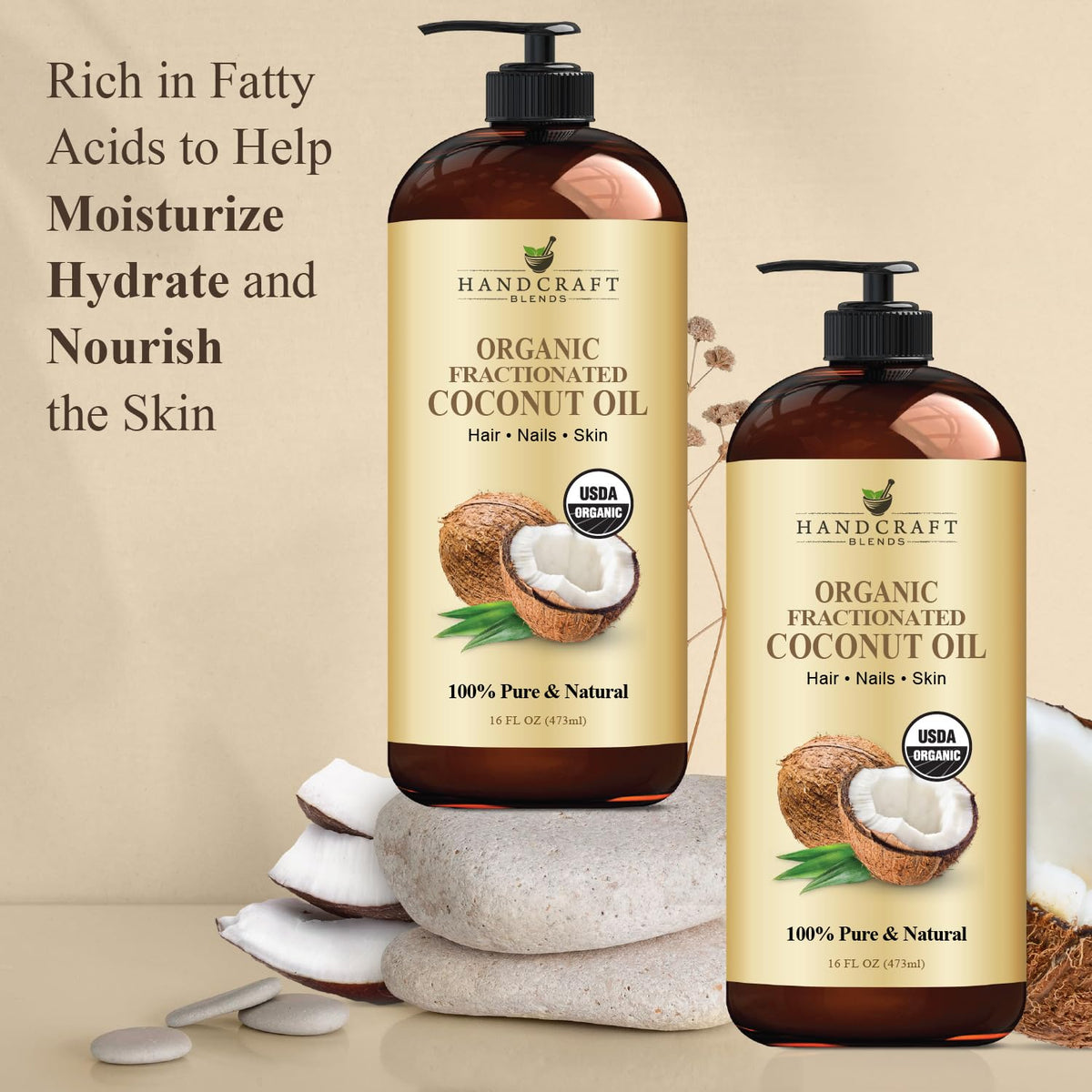 Handcraft Blends Organic Fractionated Coconut Oil bottle with label