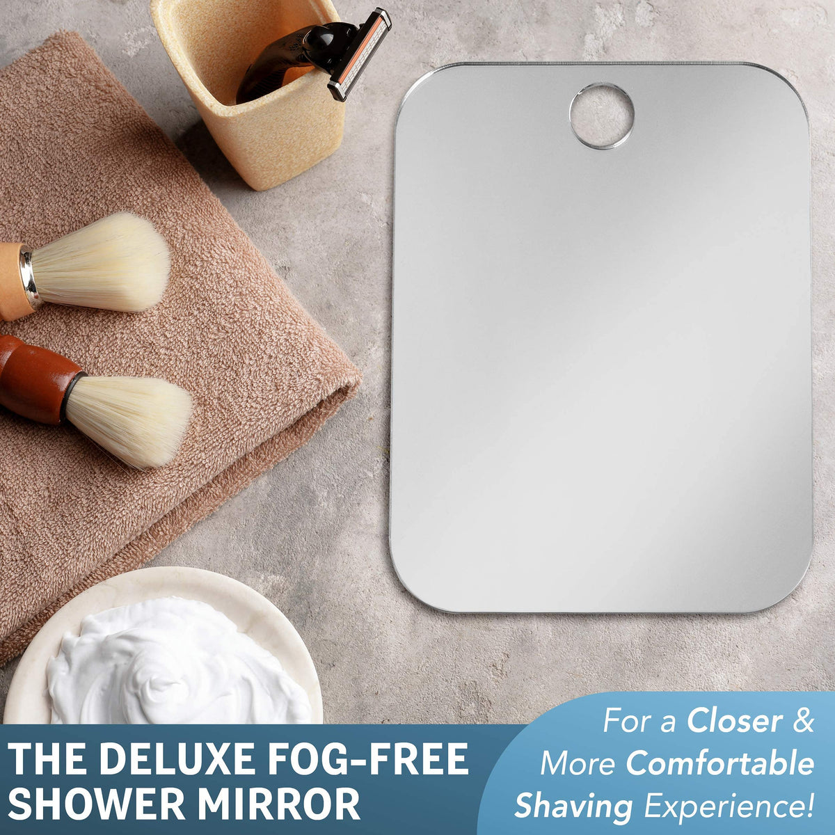 Handheld view of Shave Well Fogless Shower Mirror