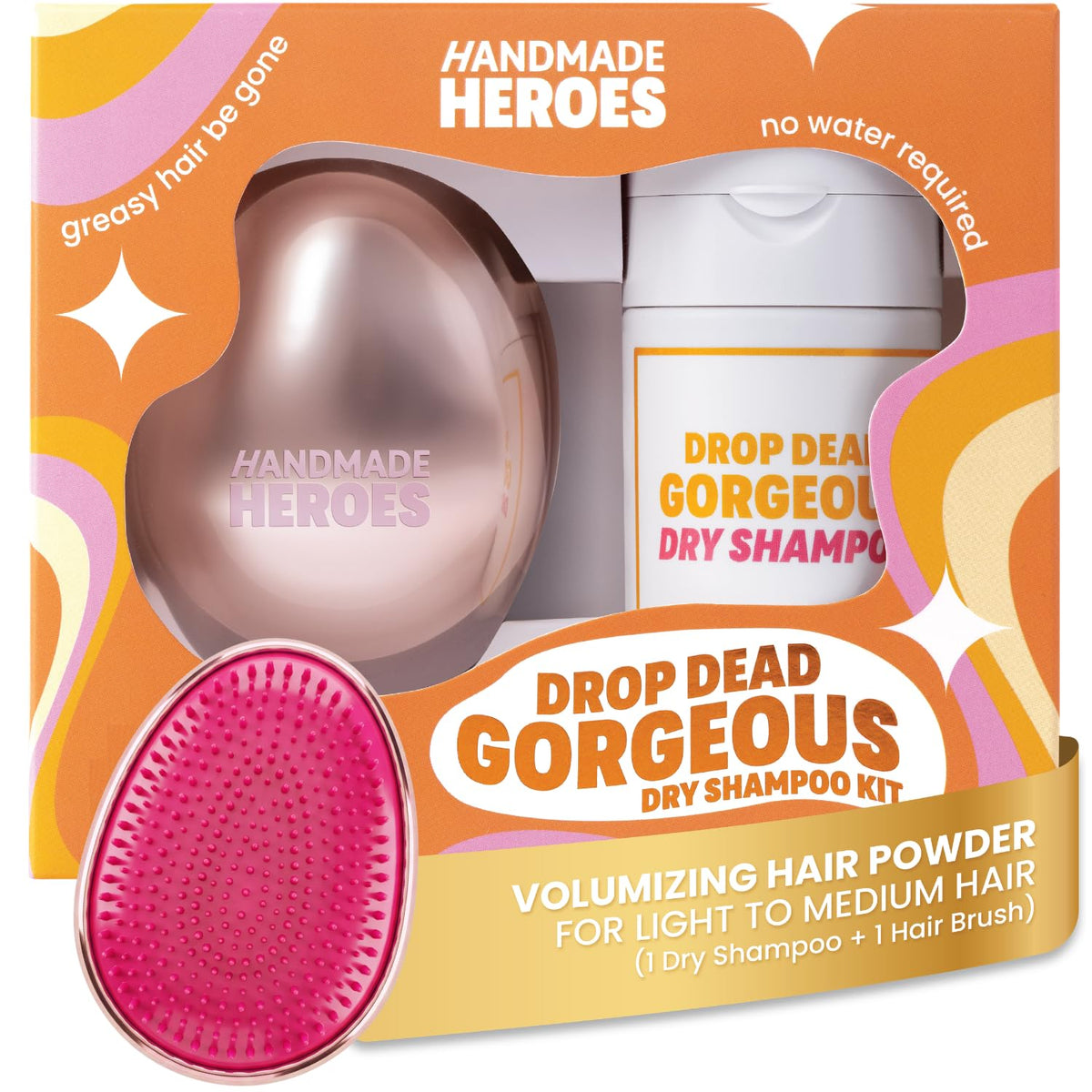 Handmade Heroes Dry Shampoo Powder & Brush Kit front view