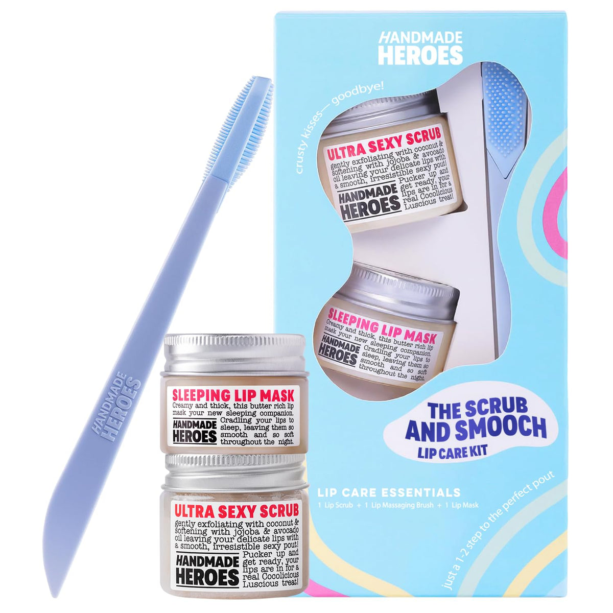 Handmade Heroes Lip Scrub and Mask Set packaging front view