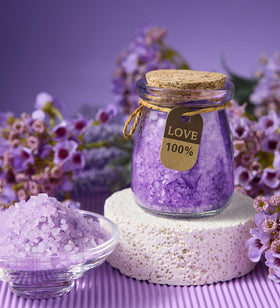 Handmade lavender soap with floral design