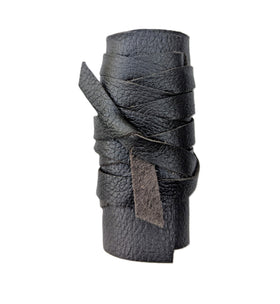 Handmade leather hair wrap 2.5 inch front view