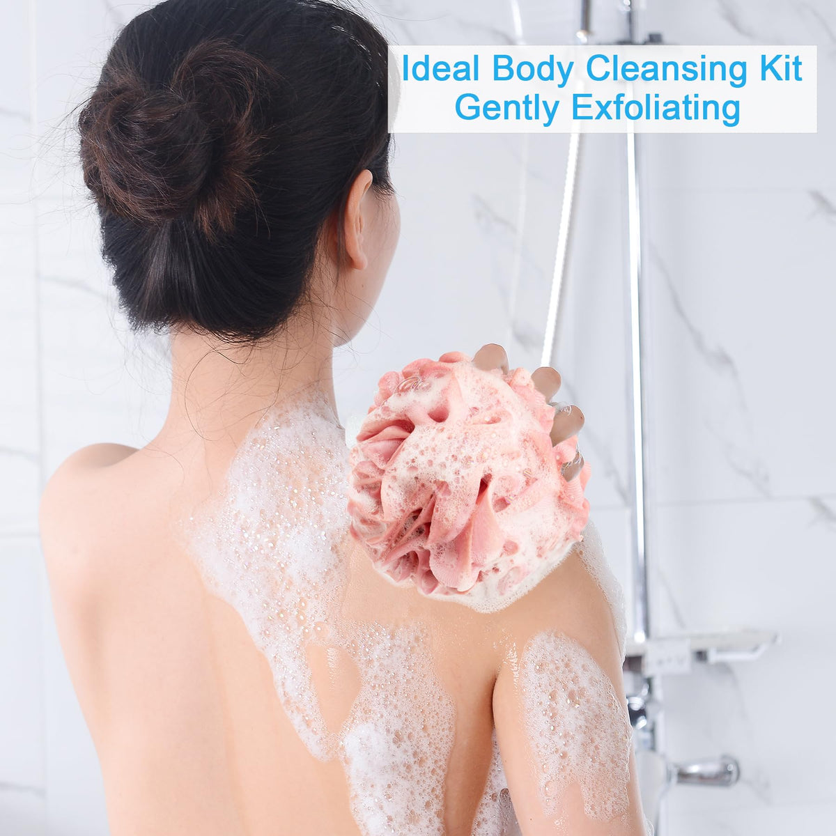 Hanging design of AmazerBath loofah sponge for easy storage