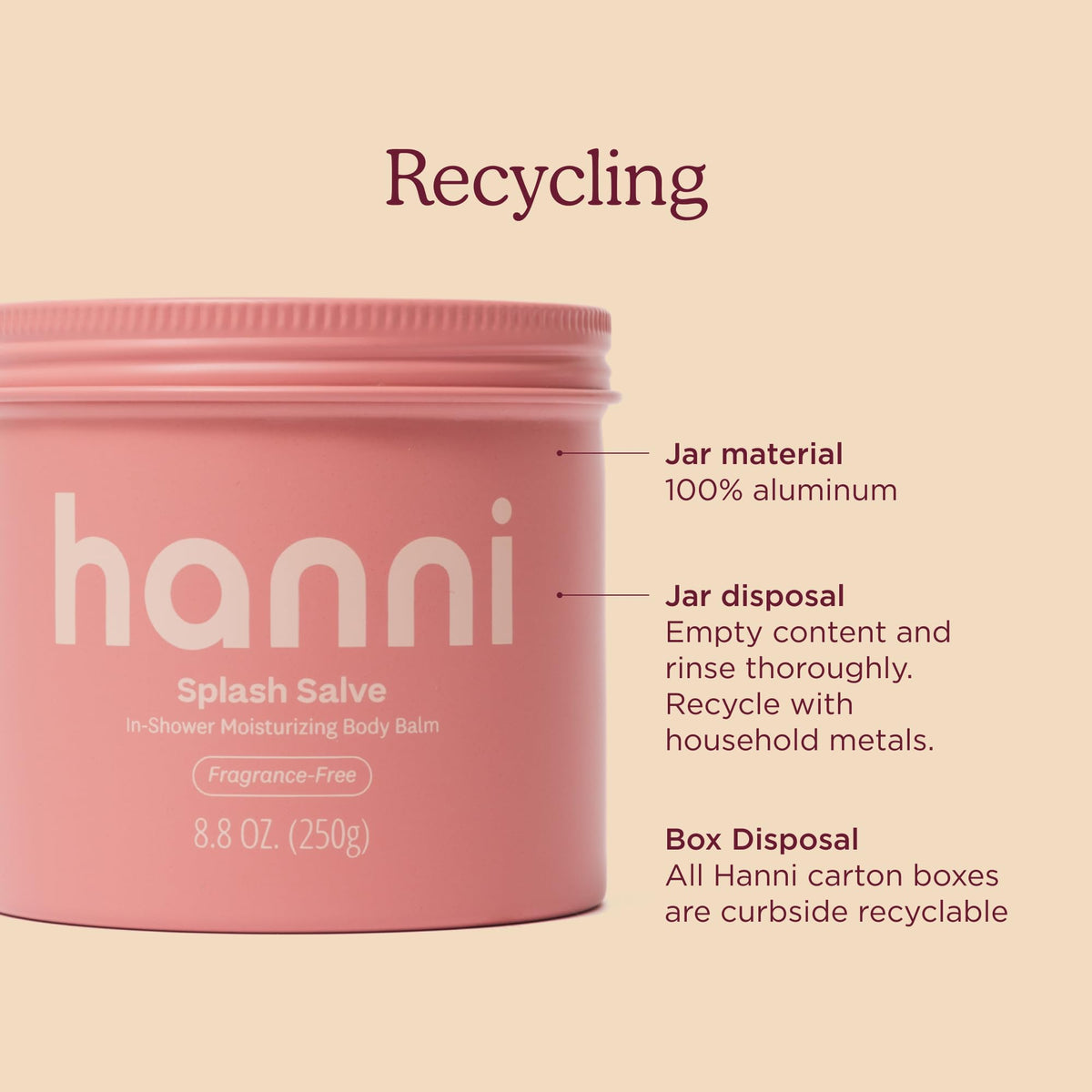 HANNI Splash Salve on a bathroom shelf