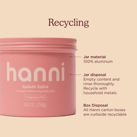 HANNI Splash Salve on a bathroom shelf