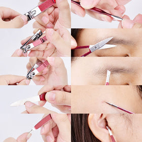 HANTEKAS Manicure Set showing cuticle pushers and tweezers