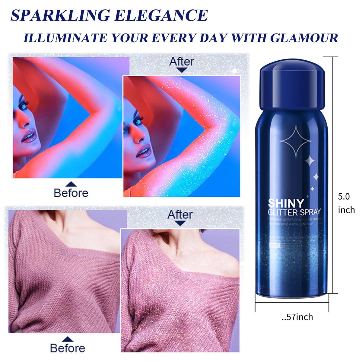 HANYWIL Body Glitter Spray applied to hair for a dazzling effect