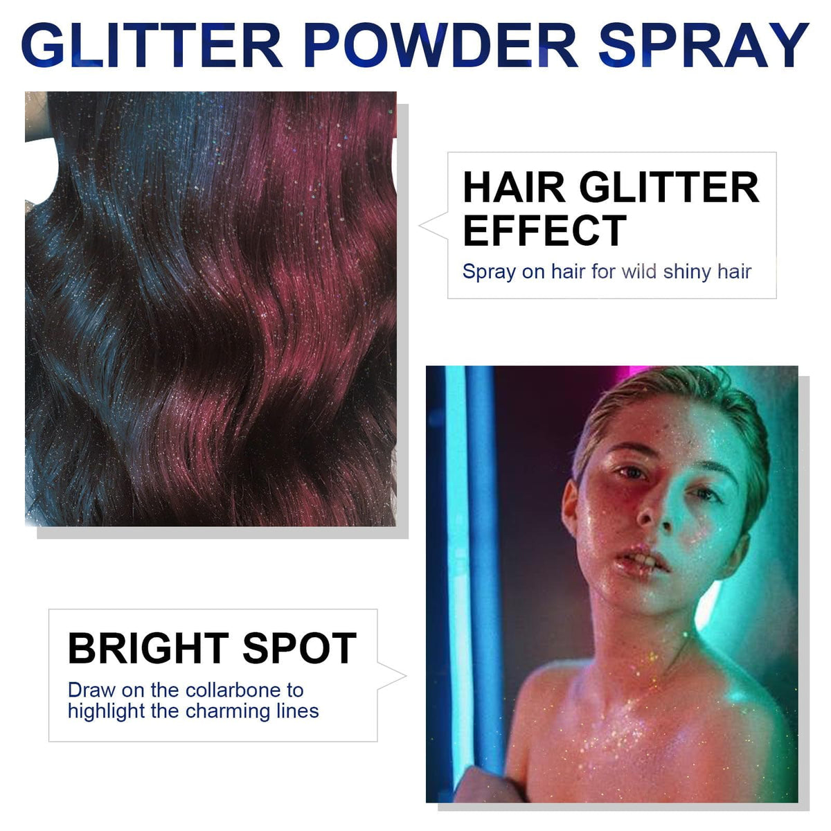HANYWIL Body Glitter Spray on clothing showcasing shimmering finish
