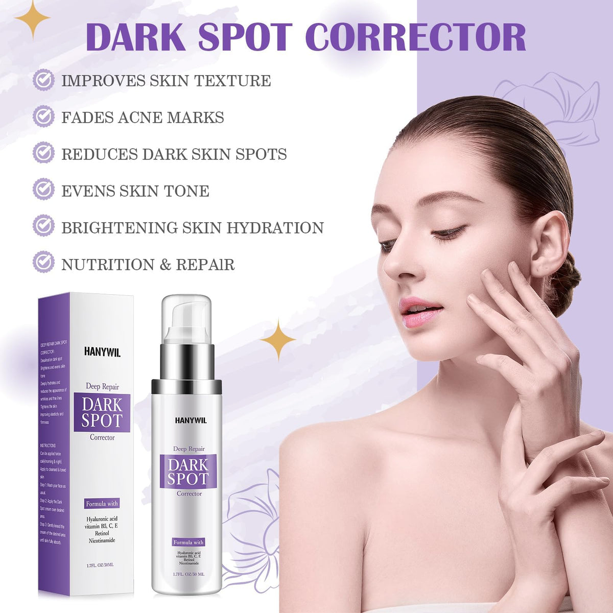 HANYWIL Dark Spot Remover Serum application on face