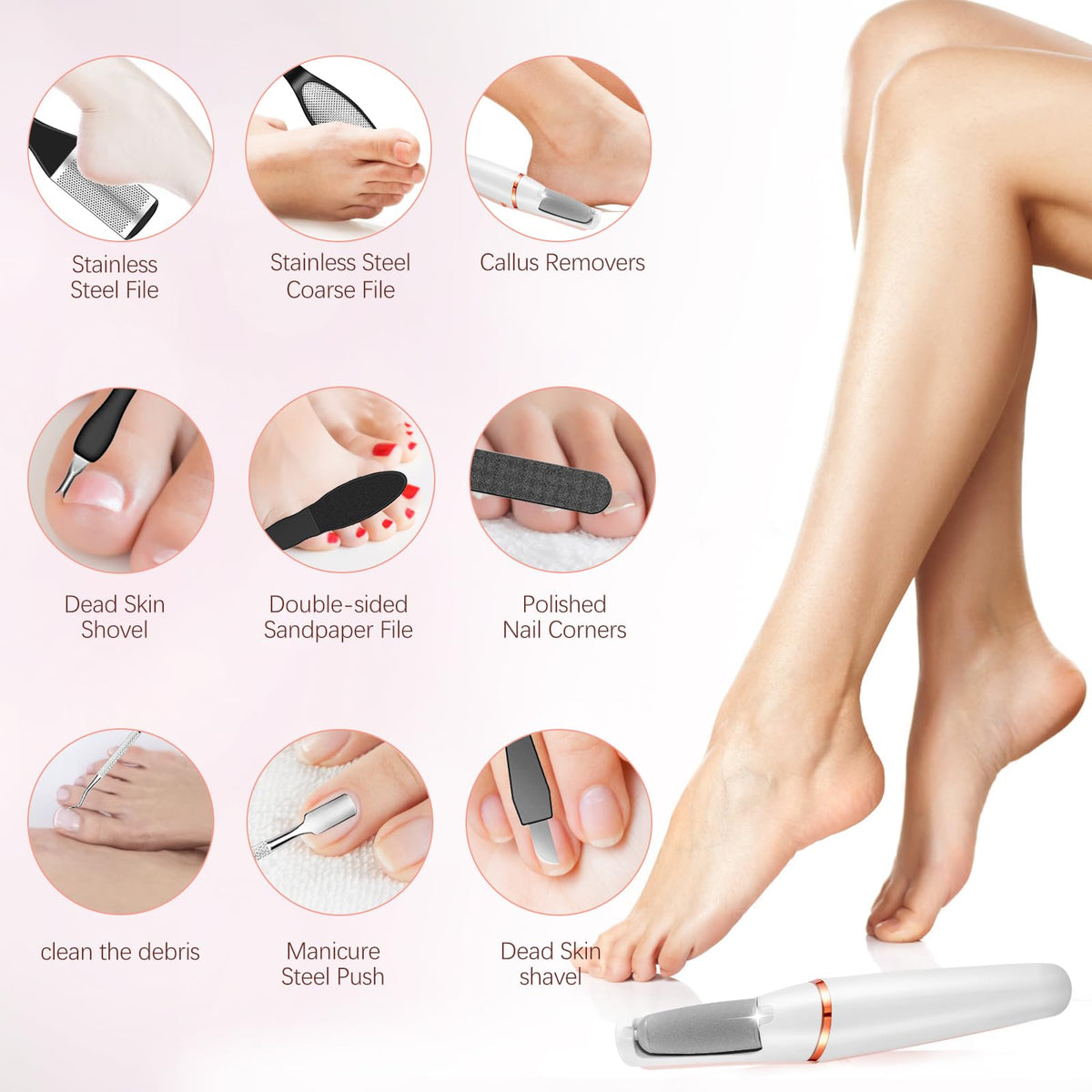 Haootadiy Electric Callus Remover 12-in-1 tool set