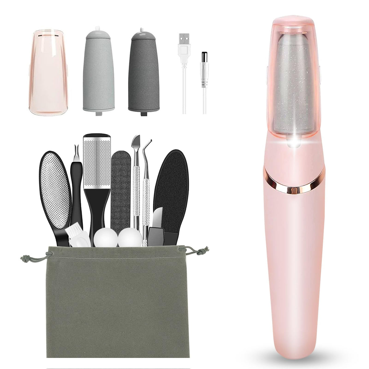 Haootadiy Electric Callus Remover front view with accessories