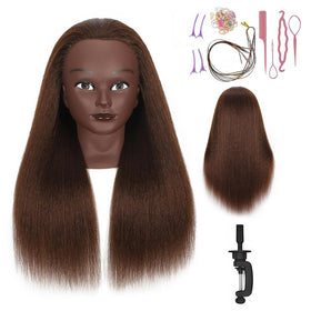 HAPOWELL 100% Real Hair Mannequin Head front view
