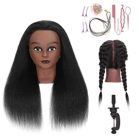HAPOWELL 18 Inch Real Hair Mannequin Head front view