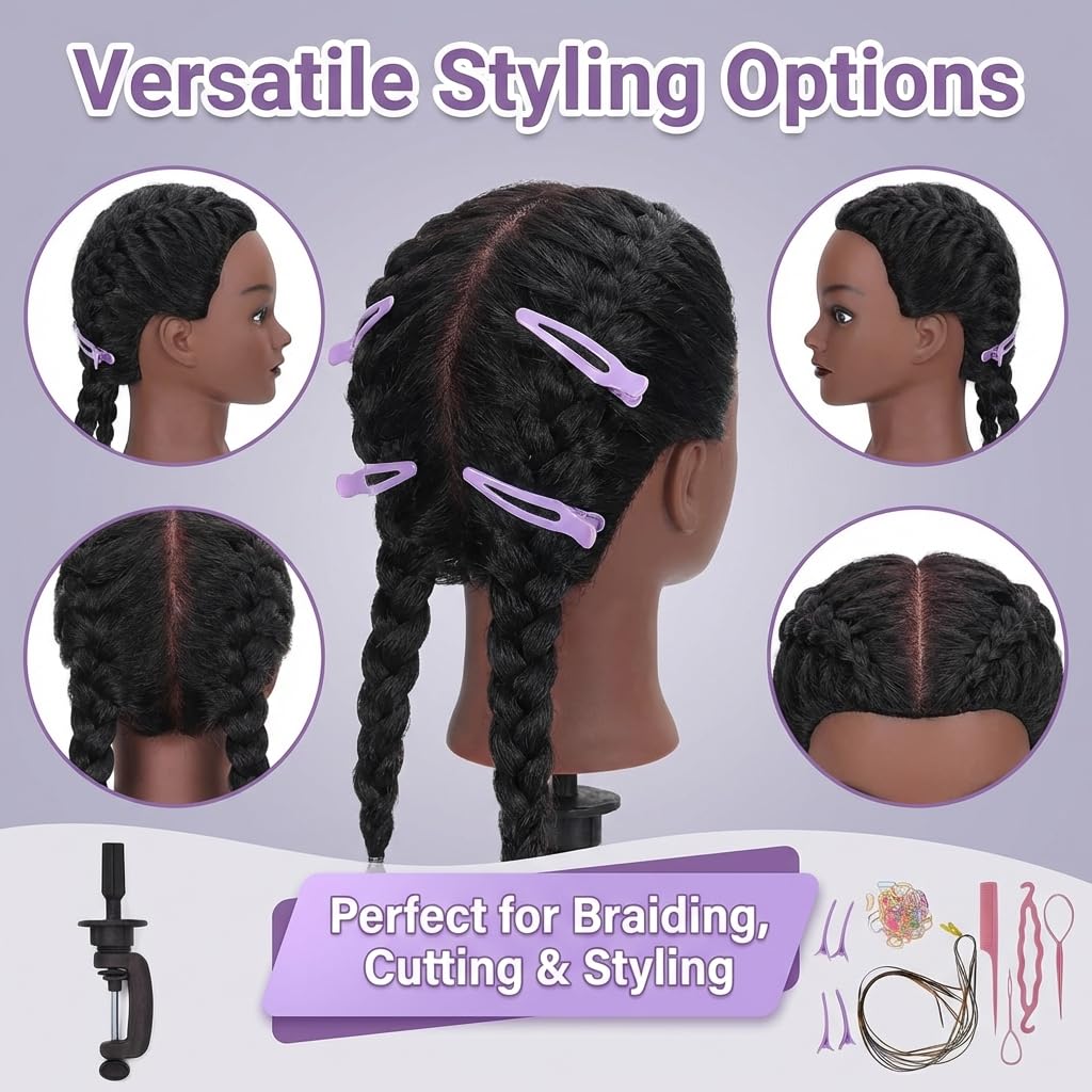 HAPOWELL mannequin head with hair styled in a braid