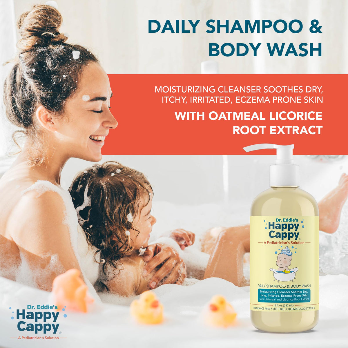 Happy Cappy Daily Medicated Body Wash with soothing ingredients