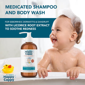 Happy Cappy Daily Medicated Shampoo close-up of label