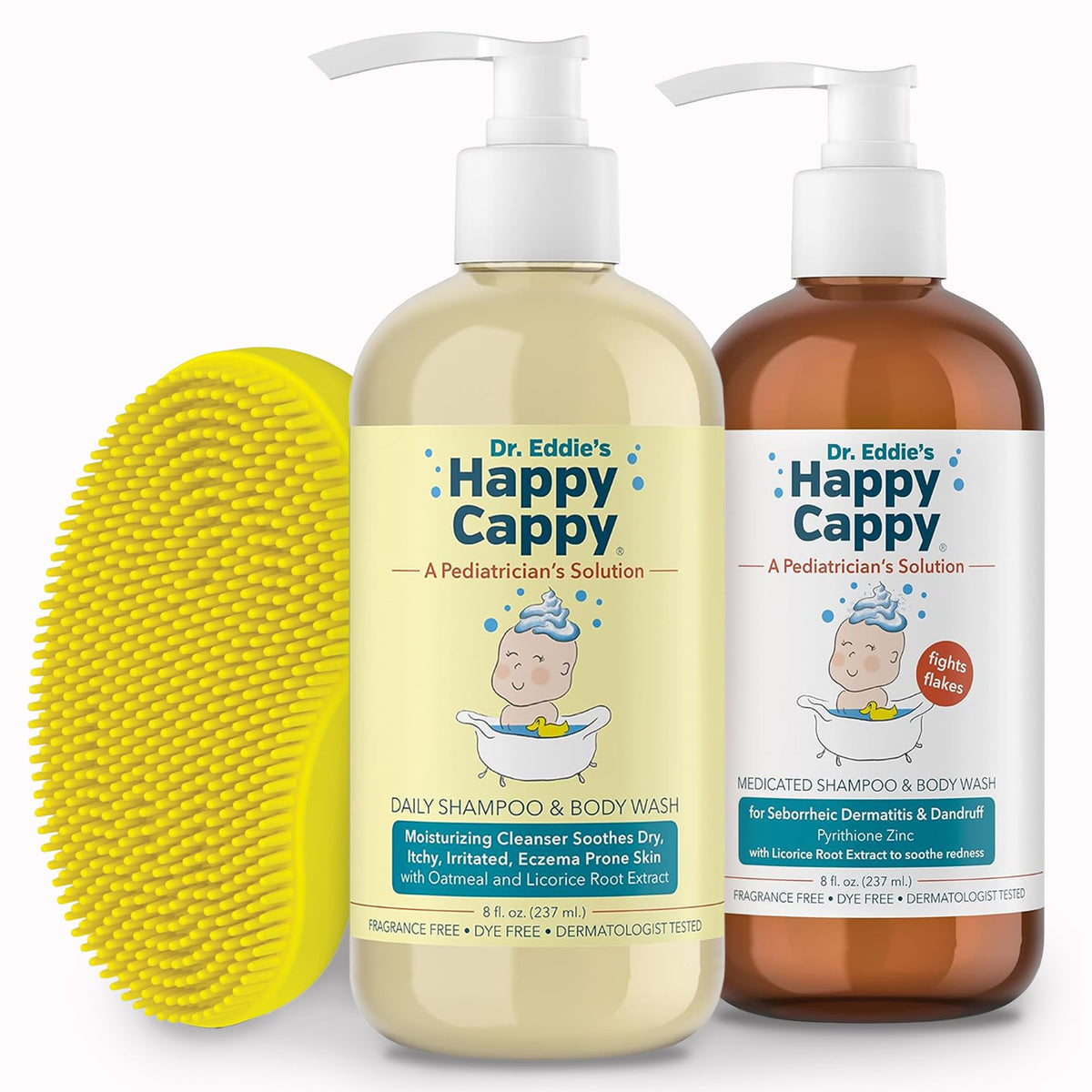 Happy Cappy Medicated Shampoo and Beanie Brush Bundle front view