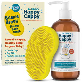 Happy Cappy Medicated Shampoo and Beanie Brush set front view