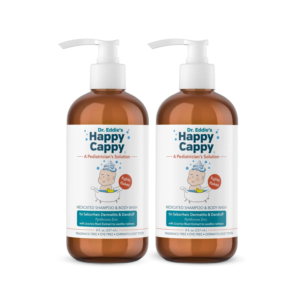 Happy Cappy Medicated Shampoo and Body Wash front view, 8 Fl Oz