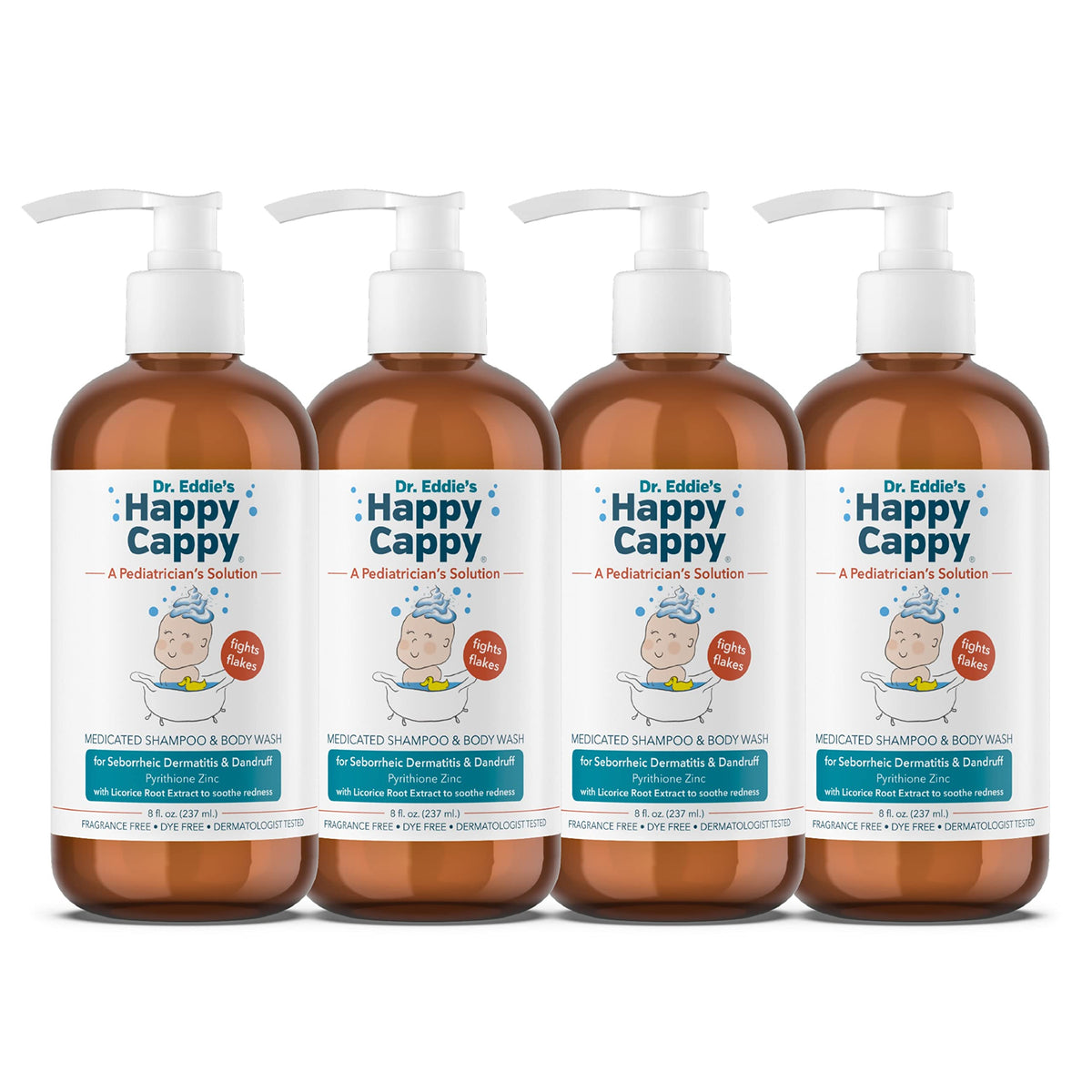 Happy Cappy Medicated Shampoo and Body Wash front view, 8 Fl Oz bottle