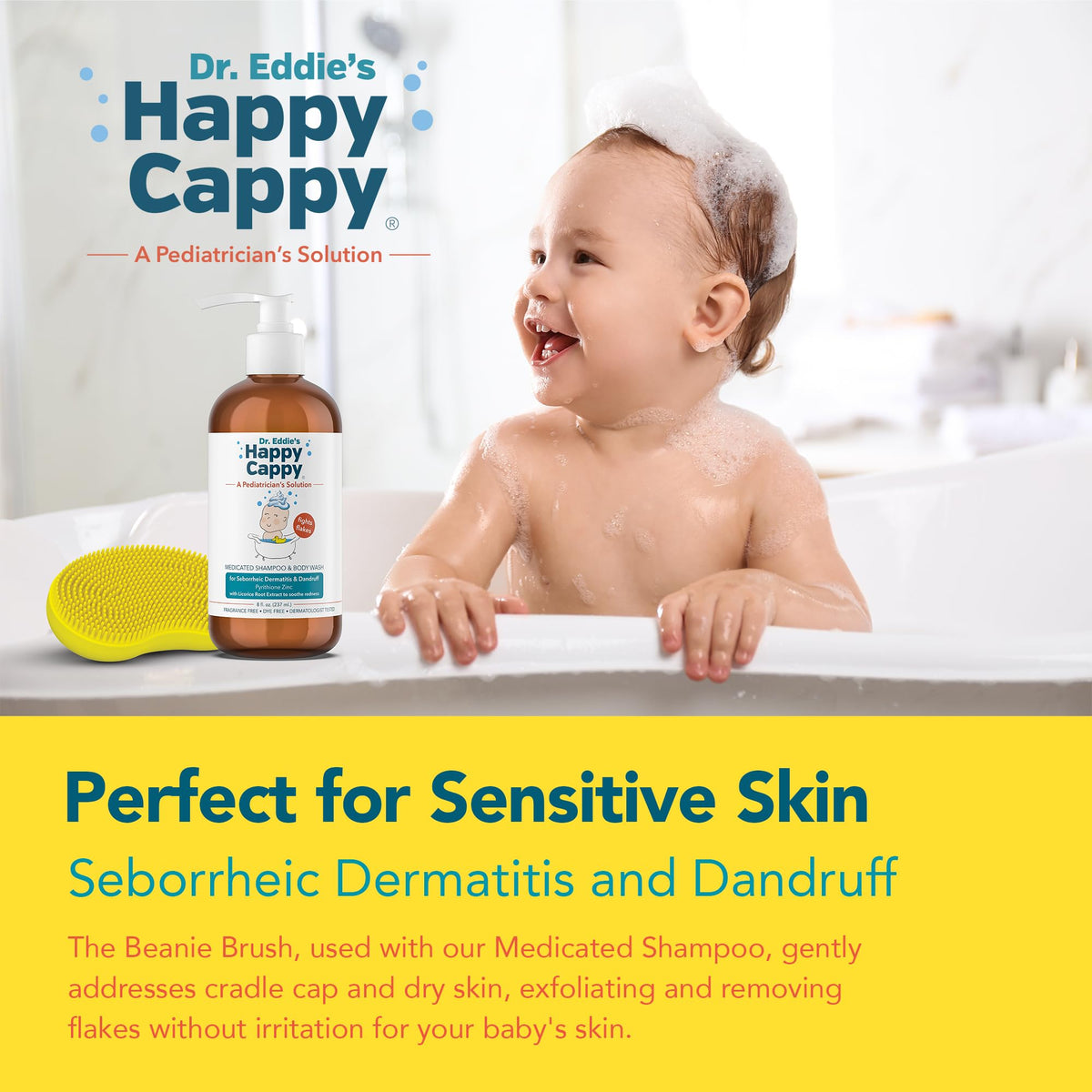 Happy Cappy Shampoo and Beanie Brush set packaging