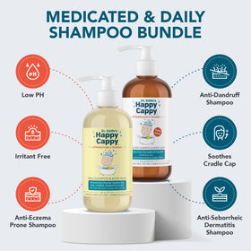 Happy Cappy shampoo bottle with natural ingredients label