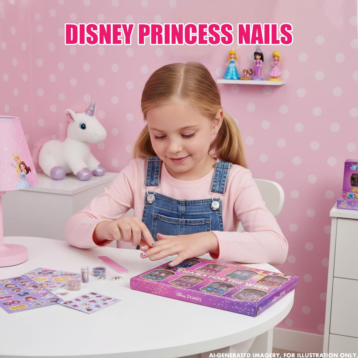 Happy child showing off her decorated nails with Townley Girl set