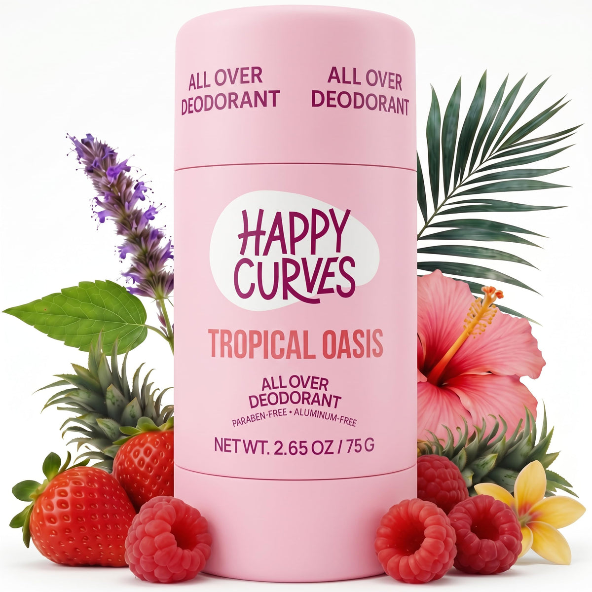 HAPPY CURVES All Over Deodorant Tropical Oasis front view