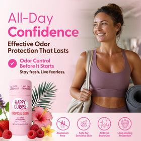 HAPPY CURVES All Over Deodorant Tropical Oasis packaging