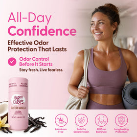 HAPPY CURVES deodorant packaging with tropical design