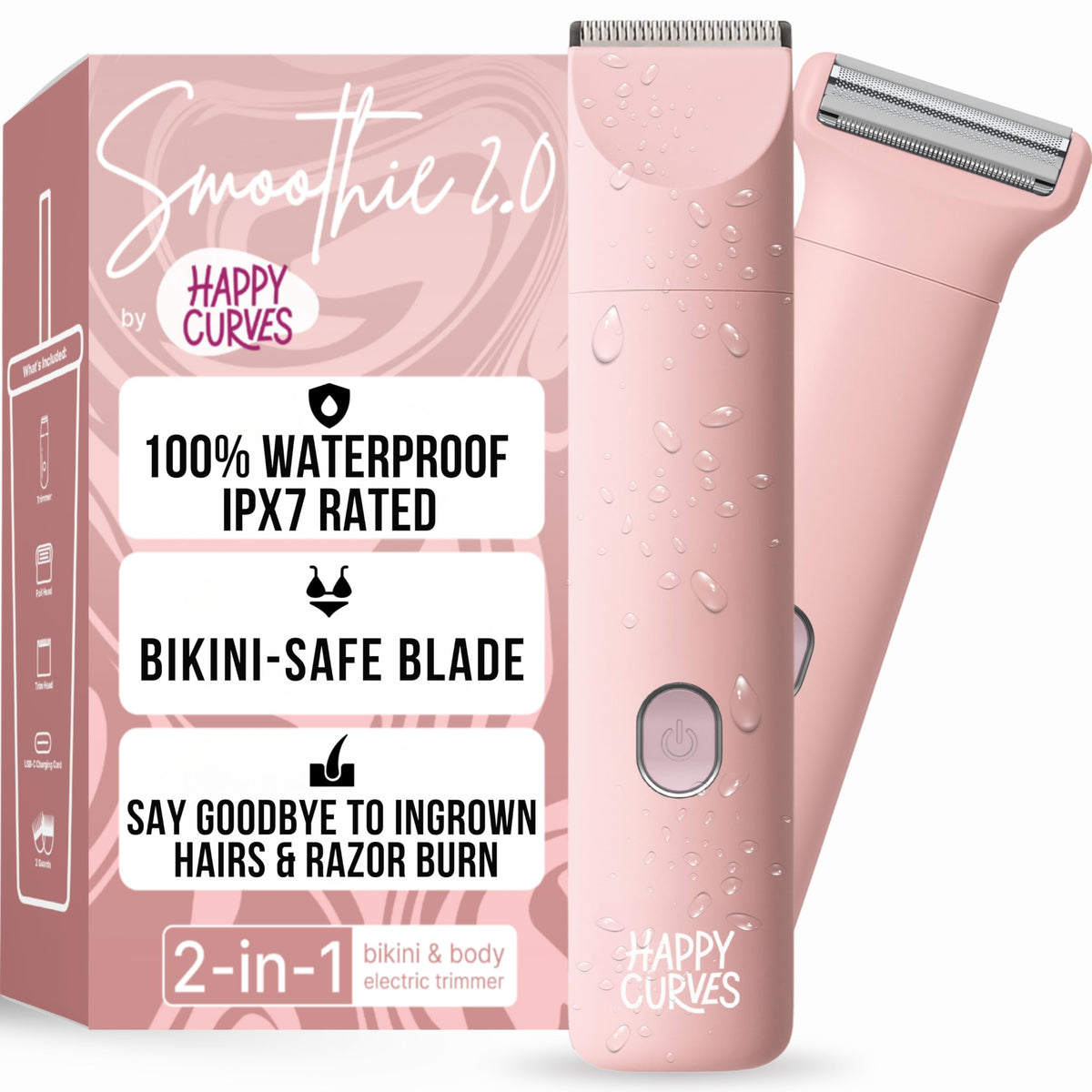 HAPPY CURVES Smoothie 2.0 Bikini Trimmer front view in Guava