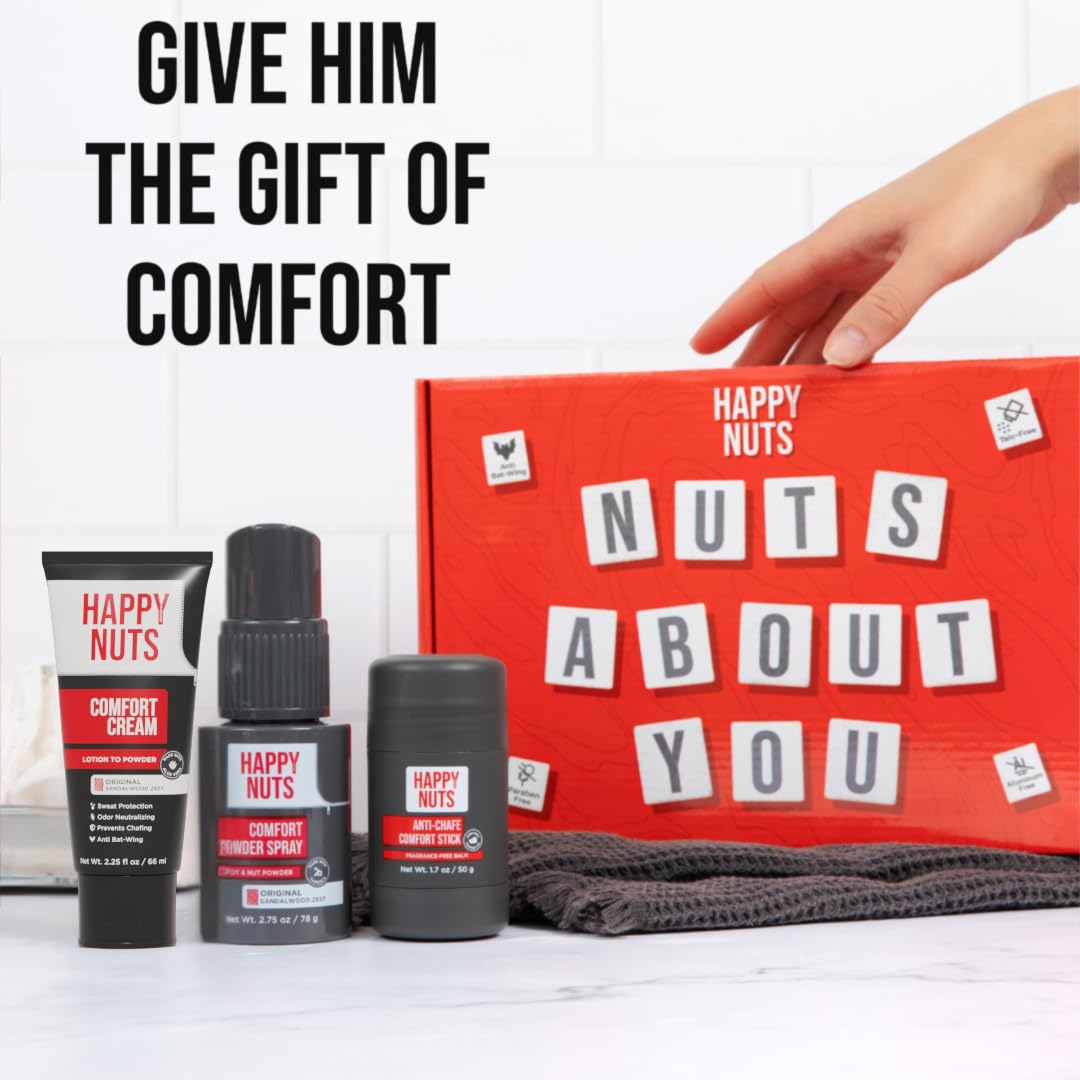 HAPPY NUTS Anti Chafing Ball Deodorant Comfort Cream packaging
