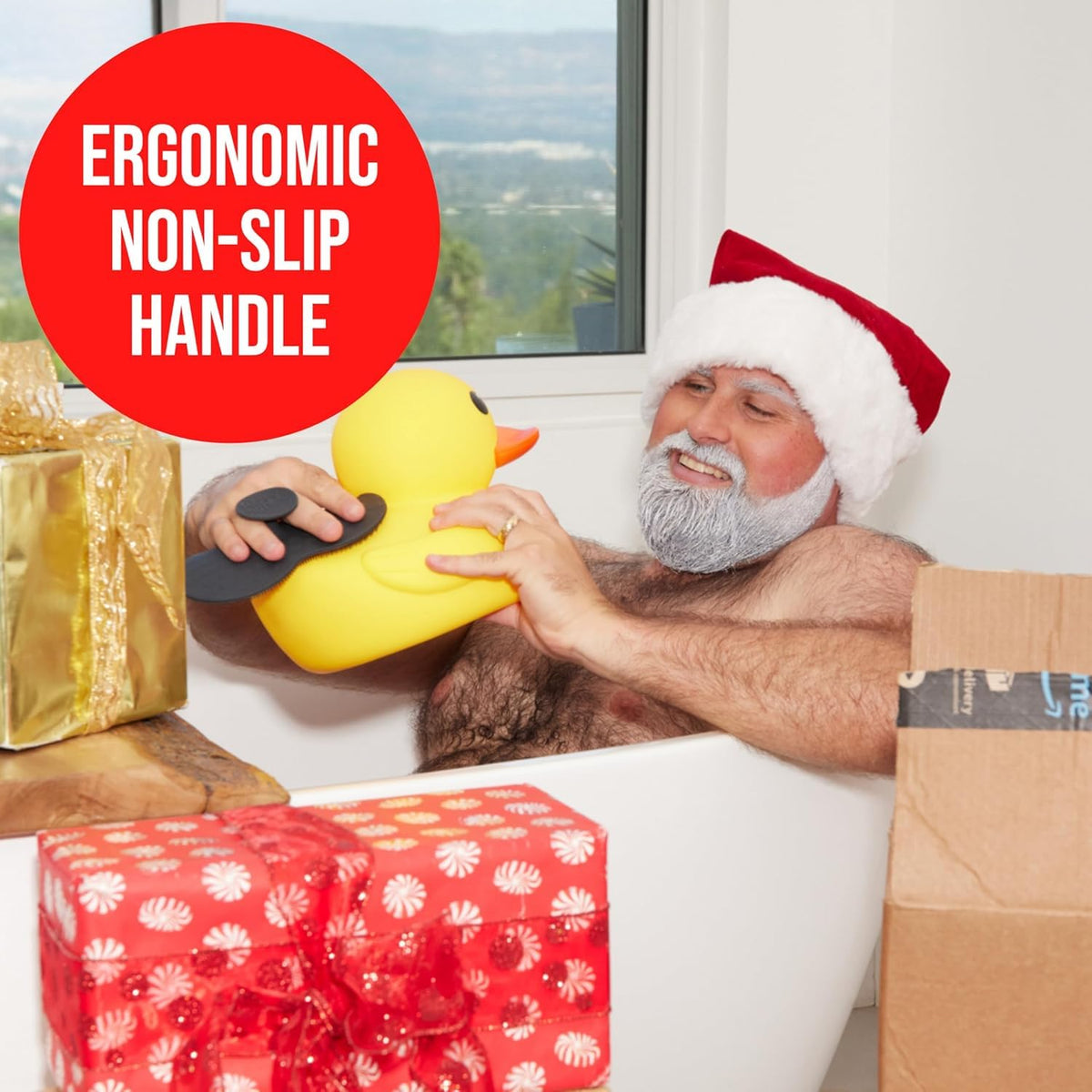 HAPPY NUTS Silicone Body Scrubber showing exfoliating texture