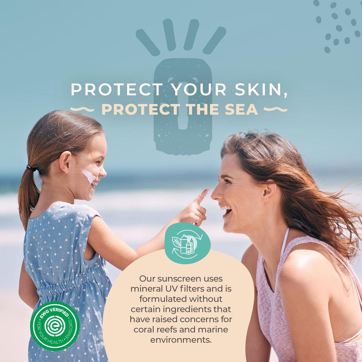 Happy Ocean Kids Reef Safe Mineral Sunscreen SPF 45 application on child's skin