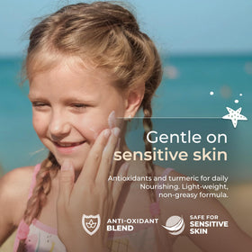 Happy Ocean Kids Reef Safe Mineral Sunscreen SPF 45 on sandy beach