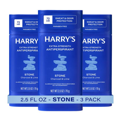 Harry's Extra-Strength Antiperspirant Deodorant Stone 3 Pack front view