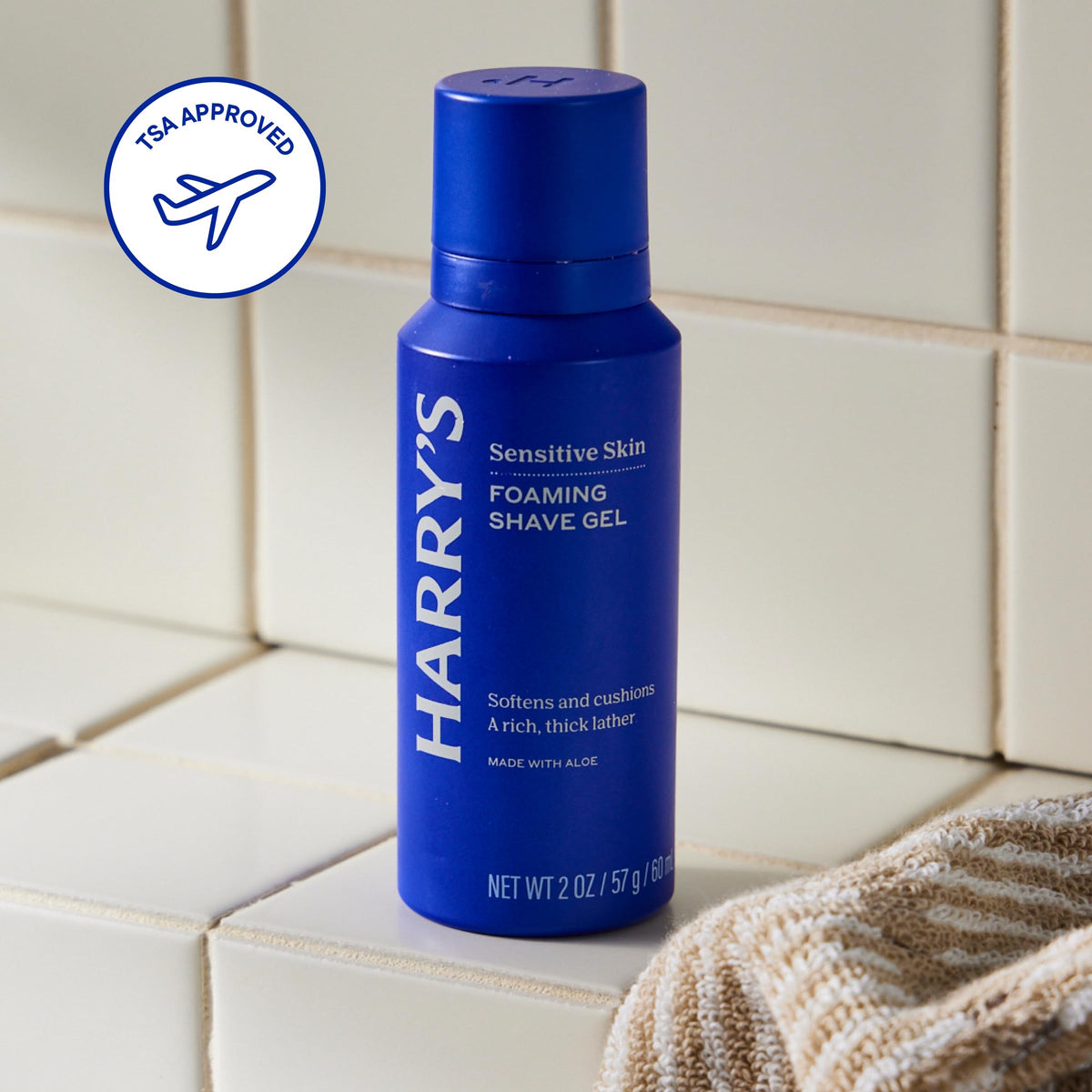 Harry's Foaming Shave Gel 2 oz side view showing ingredients