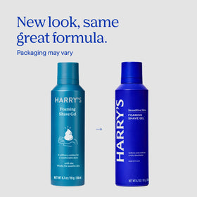 Harry's Foaming Shave Gel packaging with aloe vera
