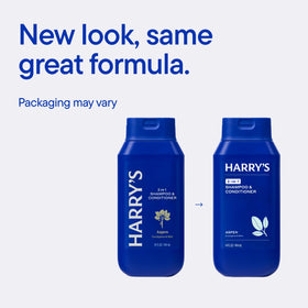 Harry's Men's 2 in 1 Shampoo and Conditioner 14 fl oz in a bathroom setting