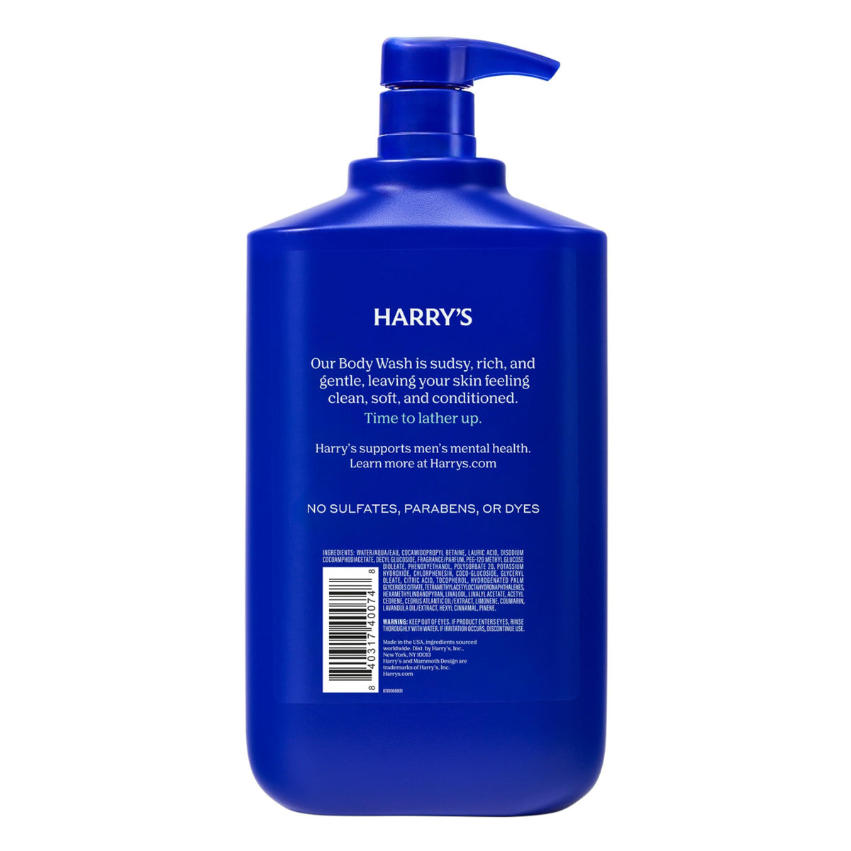 Harry's Men's Body Wash Wildlands packaging details