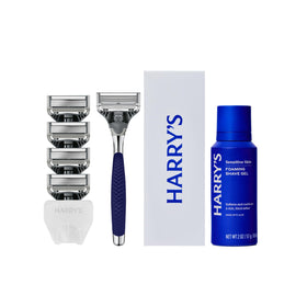 Harry's Original Shaving Kit front view with razor handle and shave gel