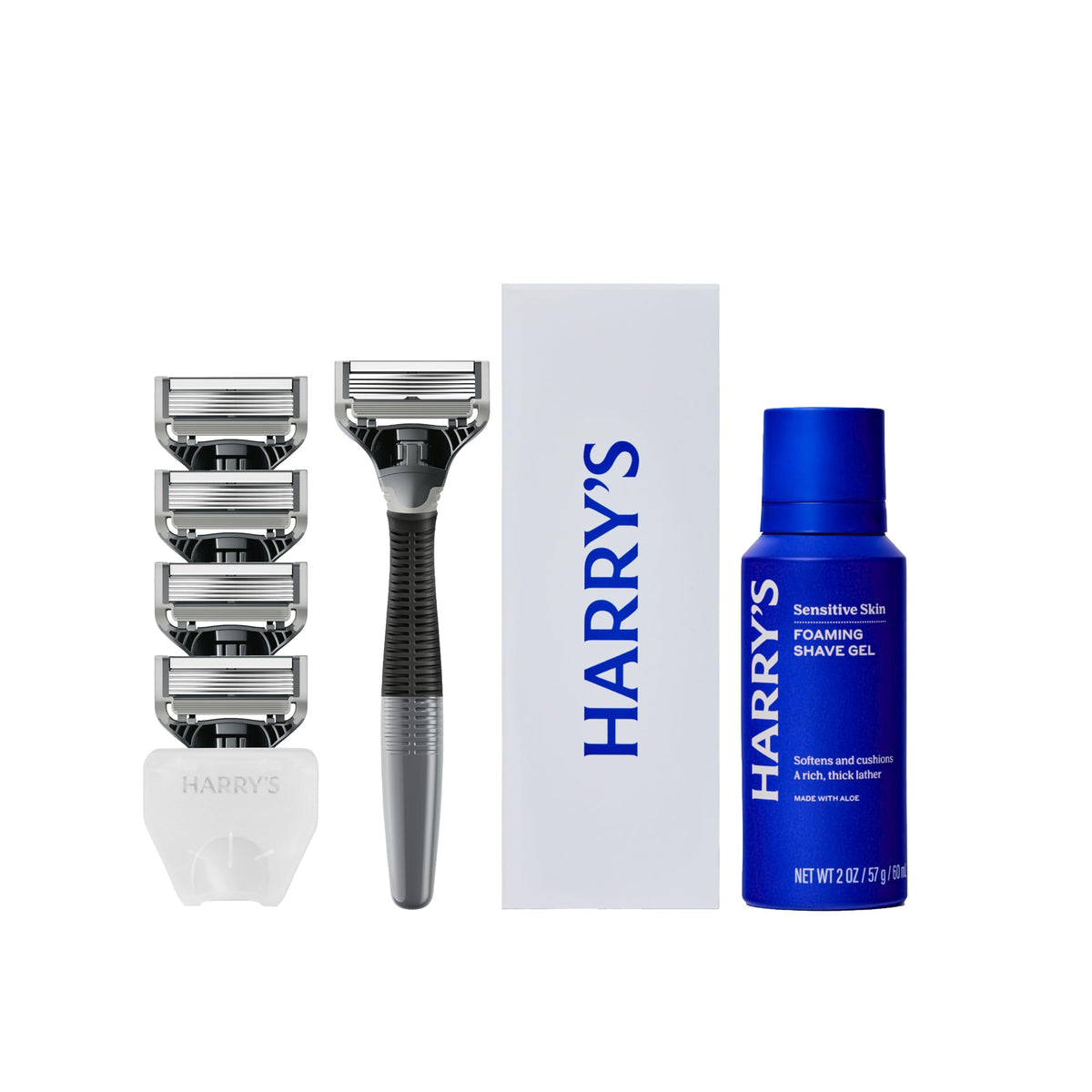 Harry's Original Shaving Kit with razor handle and refills