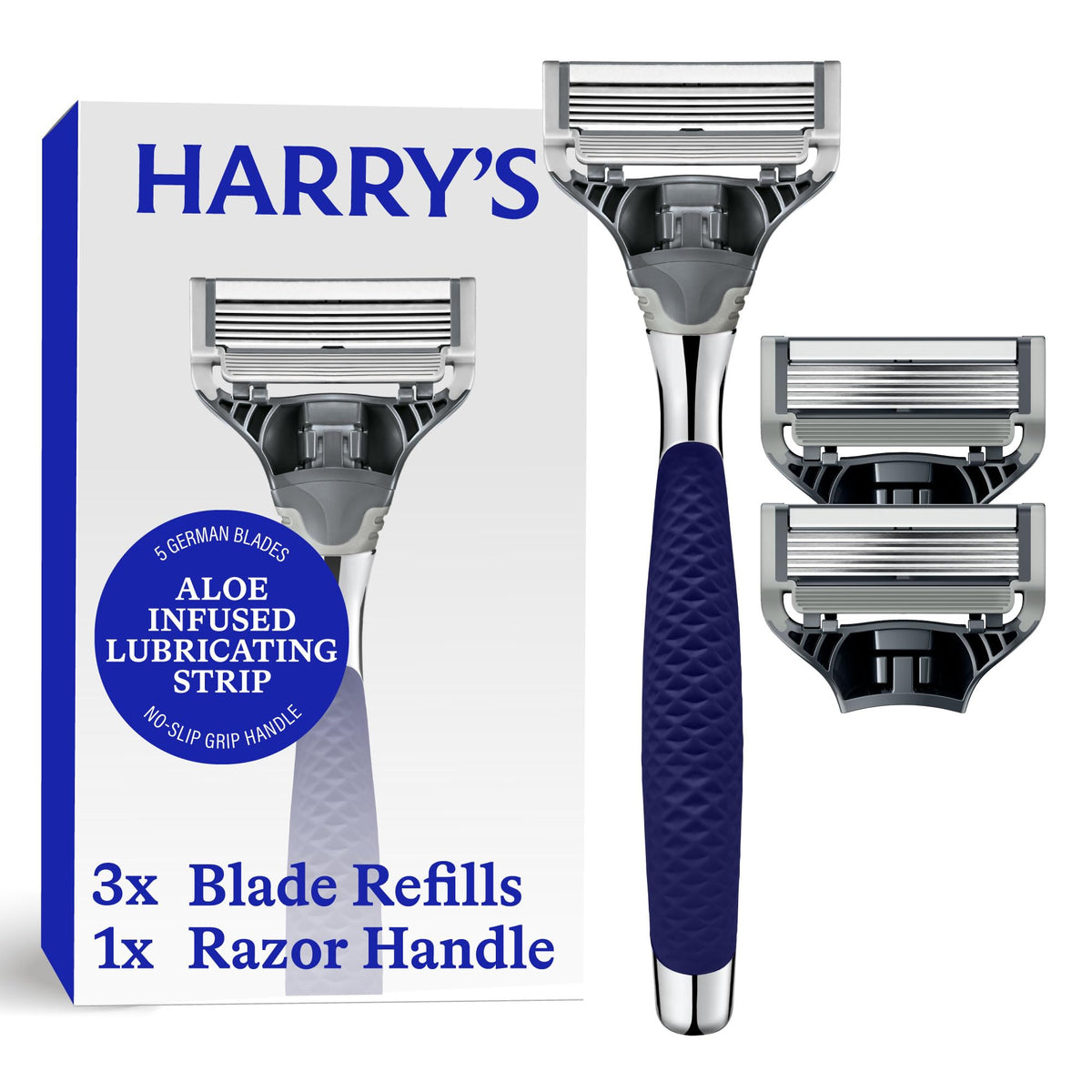 Harry's Original Shaving Kit with Winston razor handle and three blade refills