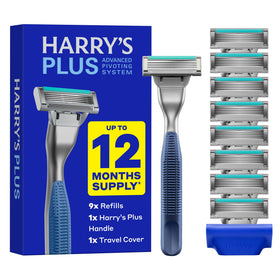 Harry's Plus Razor Value Pack with premium metal handle and cartridges