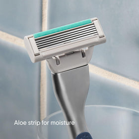 Harry's Plus shaving kit displayed with all components