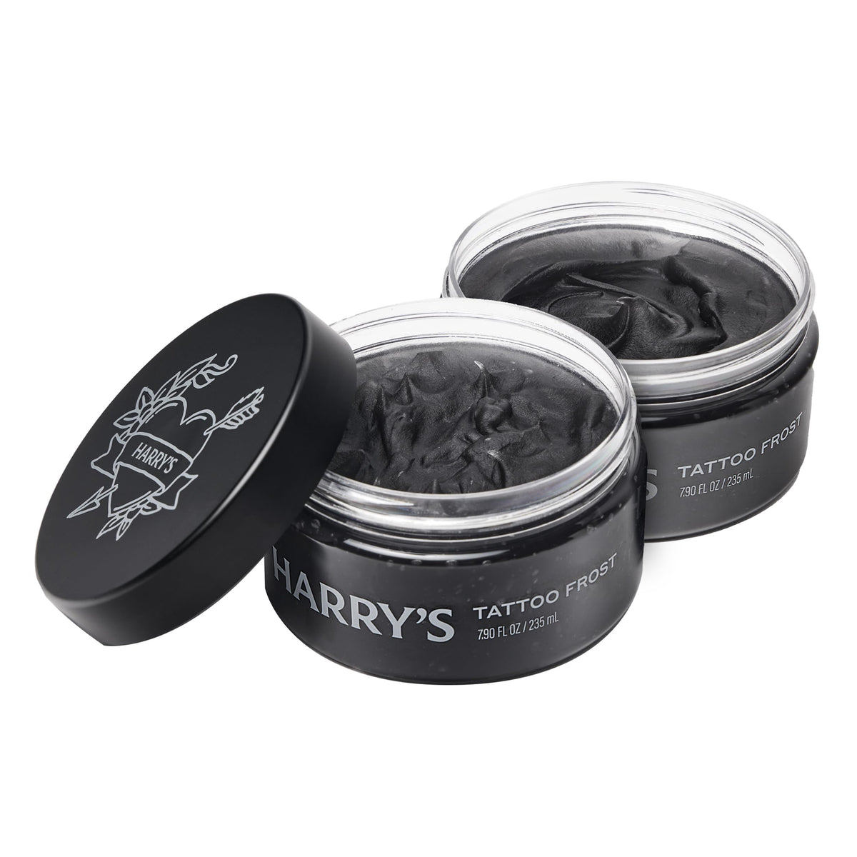 Harry's Tattoo Frost Aftercare Gel front view with frosted black texture
